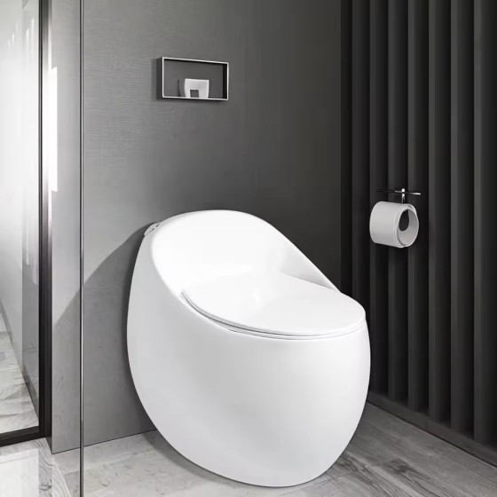Ceramic toilet egg-shaped siphon toilet fixture ceramic floor-standing siphon pipe flush integrated toilet