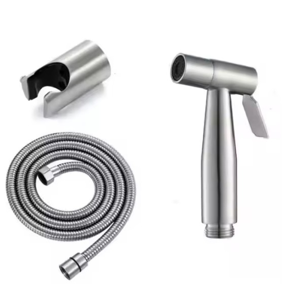 Classic stainless steel hand-held bidet sprayer adjustable pressure toilet faucet diaper sprayer set bathroom hose attachment