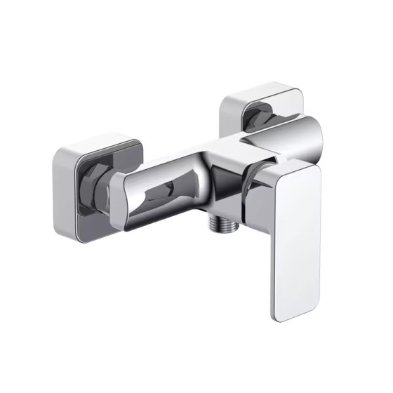 Chrome-plated single-lever shower mixer with brass structure for cold and hot water in the bathroom