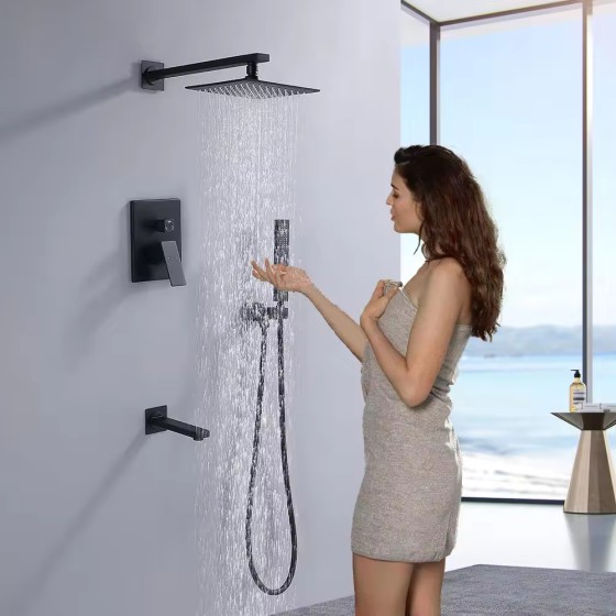 Modern bathroom products rain head brass mixer rain shower system set bathroom cold and hot water faucet rain shower mixer set
